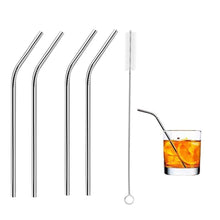 Load image into Gallery viewer, Your Brand Food Grade Silicone Straws(4pc), Stainless Steel Straws(4pc) & Straw Cleaning Brush(2pc)