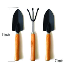 Load image into Gallery viewer, DeoDap Gardening Tools - Reusable Rubber Gloves, Pruners Scissor(Flower Cutter) &amp; Garden Tool Wooden Handle (3pcs-Hand Cultivator, Small Trowel, Garden Fork)
